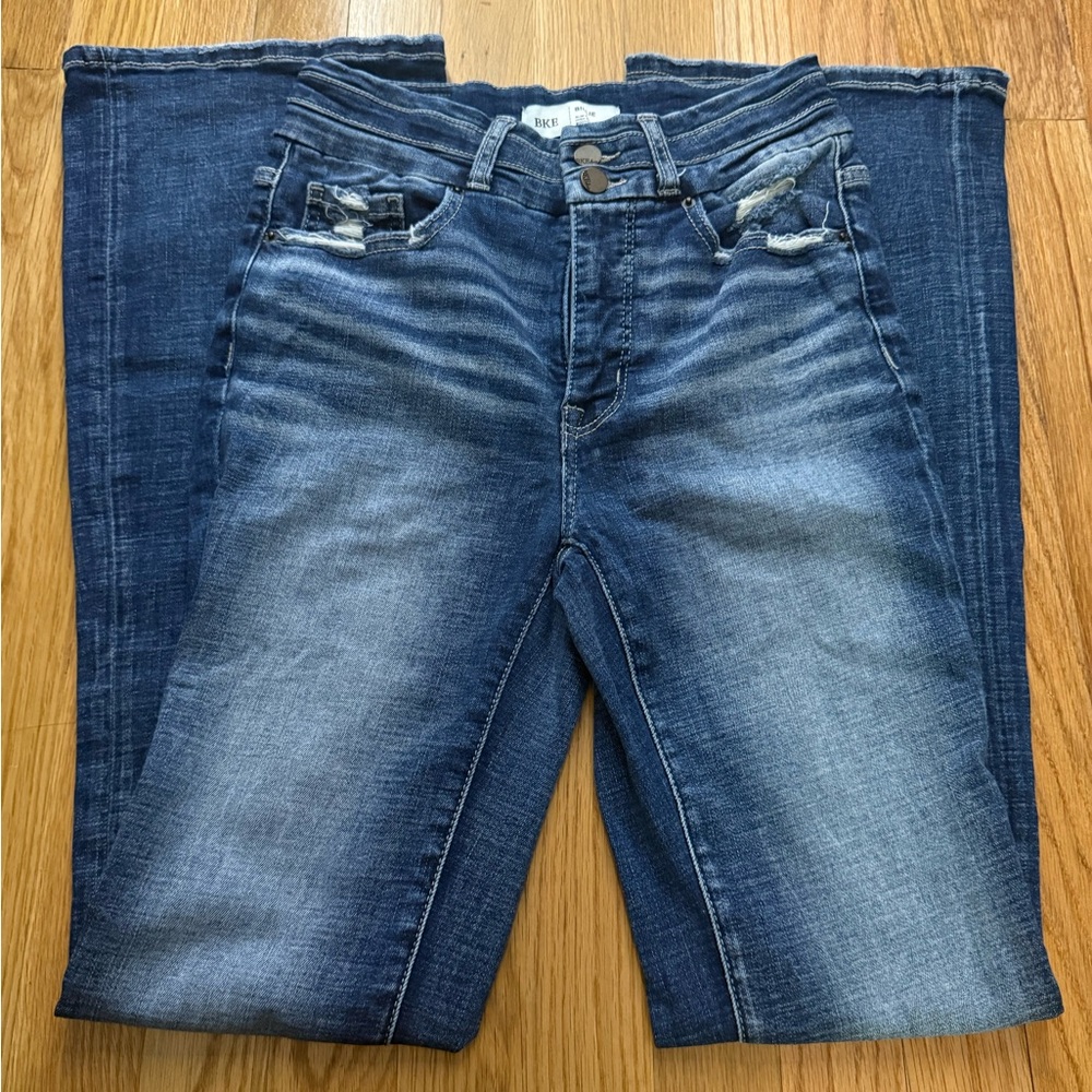 BKE Billie Slim Fit Bootcut Jeans in Dark Blue